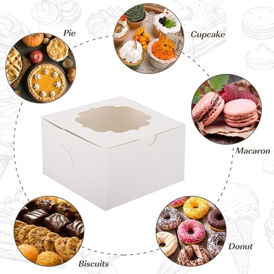 หน้าต่างกล่องเค้กแบบกำหนดเองสีขาวขนาด 4 นิ้วสำหรับ Cupcakes Candy Chocolate Strawberries