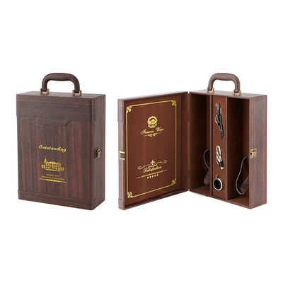 กล่องของขวัญไวน์หนังพร้อมอุปกรณ์เสริมและชุดไวน์ 750ml ขวดไวน์