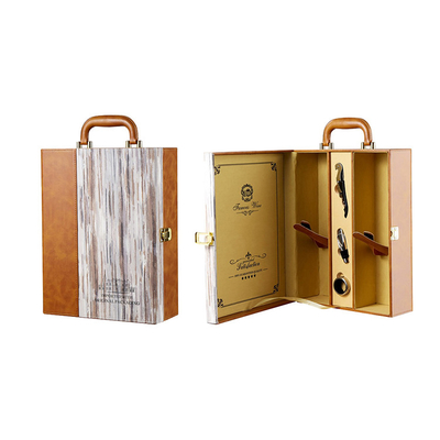 กล่องของขวัญไวน์หนังพร้อมอุปกรณ์เสริมและชุดไวน์ 750ml ขวดไวน์