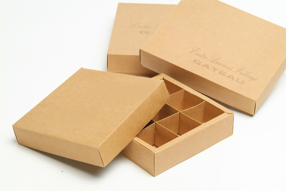 200x100x80mm กล่องบรรจุภัณฑ์ช็อคโกแลตกระดาษกล่องช็อคโกแลตคราฟท์พร้อมตัวแบ่ง