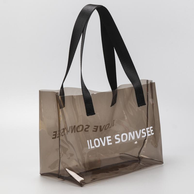 Holograhicp โปร่งใส Tote Shopping Bag เลเซอร์ใส PVC Tote Bag