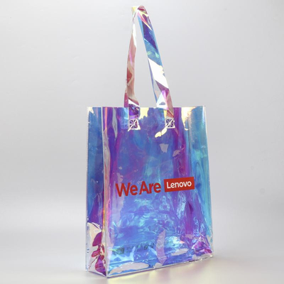 Holograhicp โปร่งใส Tote Shopping Bag เลเซอร์ใส PVC Tote Bag