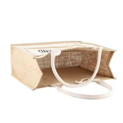 กระเป๋าชายหาด Burlap Tote Bag ถุงปอกระเจานำกลับมาใช้ใหม่เป็นมิตรกับสิ่งแวดล้อมโลโก้ที่กำหนดเอง