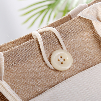 กระเป๋าชายหาด Burlap Tote Bag ถุงปอกระเจานำกลับมาใช้ใหม่เป็นมิตรกับสิ่งแวดล้อมโลโก้ที่กำหนดเอง