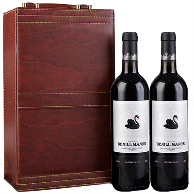 สไตล์ใหม่ Pu Wood Grain แบบพกพาขวดไวน์คู่กล่อง Business Gift