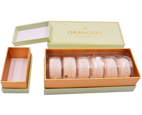 กำหนดเองสองชิ้นฝาและฐานกระดาษแข็ง Macaron กล่องของขวัญหรูหรา