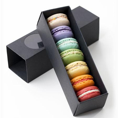 กล่องของขวัญบรรจุภัณฑ์กระดาษแข็งสีดำหรูหรา Macaron Slider พร้อม Window