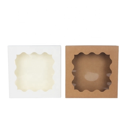 ภาชนะใส่ของขวัญอาหาร Macaron Square กล่องกระดาษเค้กสำหรับ Pastry With Window