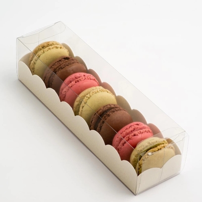 PET Multi Specification ช็อกโกแลตบิสกิต Macaron Cake Gift Box Ivory Board