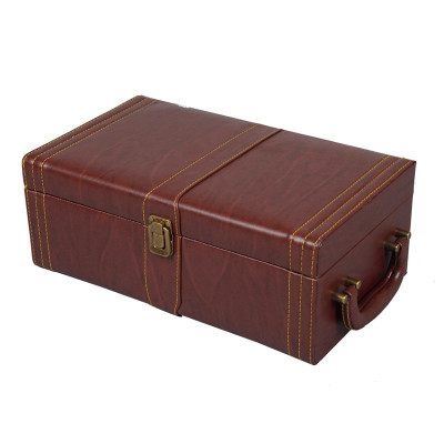 ราคาดี สไตล์ใหม่ Pu Wood Grain แบบพกพาขวดไวน์คู่กล่อง Business Gift ออนไลน์